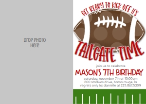 Birthday Tailgate Time Red Grey Photo Invite: Birthday Tailgate Time Red Grey
