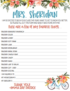 School Teacher Favorite Things Bloom 2: School Teacher Appreciation Week Bloom 2
