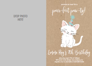 Birthday Kitten Kraft Photo Invite: Birthday Kitten Kraft
