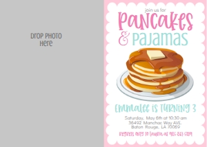 Birthday Pancakes and Pajamas Pink 2 Photo Invite: Birthday Pancakes and Pajamas Pink 2
