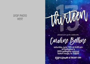 Birthday Galaxy Blue Any Age Photo Invite: Birthday Galaxy Blue Any Age