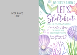 Birthday Mermaid Shellebrate Photo Invite: Birthday Mermaid Shellebrate Invite