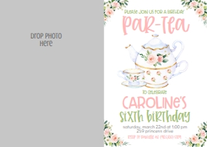 Birthday Par-Tea BPTEA2 Photo Invite: Birthday Par-Tea BPTEA2