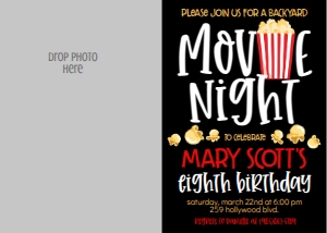 Birthday Movie Night MN3 Photo Invite: Birthday Movie Night MN3