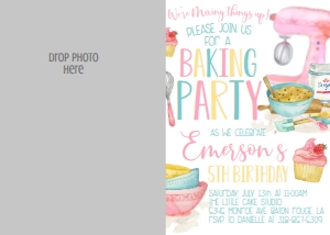 Birthday Baking Party Photo Invite: Birthday Baking Party