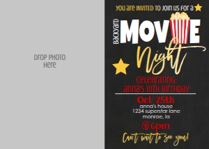 Birthday Movie Chalkboard Red Photo Invite: Birthday Movie Chalkboard Red