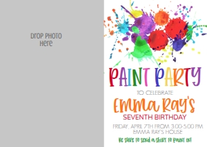 Birthday Paint Party Photo Invite: Birthday Paint Party