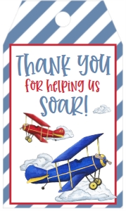 School Teacher Appreciation Airplane Favor Tag: School Teacher Appreciation Week Airplane