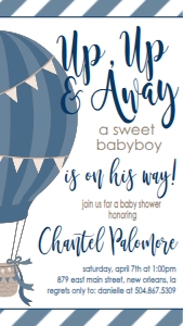Baby Shower Hot Air Balloon Navy Text Invite: Thank You Hot Air Balloon Navy 548414712