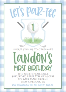 Birthday Golf Blue Gingham design preview