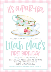 Birthday Tea Party Pink Gingham: Birthday Tea Party Pink Gingham