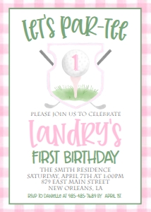 Birthday Golf Pink Gingham: Birthday Golf Pink Gingham