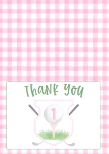 Birthday Golf Pink Gingham Thank You: Birthday Golf Pink Gingham