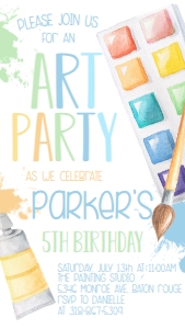 Birthday Art Party Primary Pastel Smartphone Invite: Birthday Art Party Primary Pastel