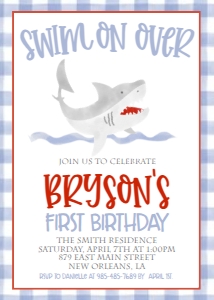 Birthday Shark Blue Gingham: Birthday Shark Blue Gingham
