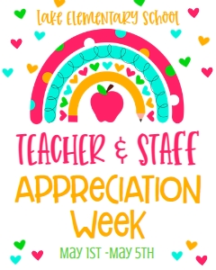 School Teacher Appreciation Week Apple Rainbow Sign 8x10: School Teacher Appreciation Week Apple Rainbow