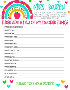 School Teacher Favorite Things Apple Rainbow: School Teacher Appreciation Week Apple Rainbow