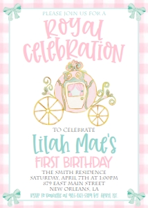 Birthday Princess Carriage Pink Gingham: Birthday Princess Carriage Pink Gingham