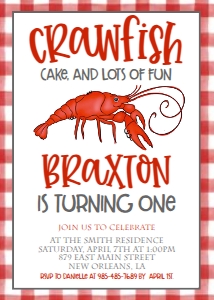 Birthday Crawfish Red Gingham design preview