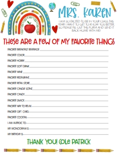 School Teacher Appreciation Week Supplies Rainbow Favorite Things: School Teacher Appreciation Week Supplies Rainbow