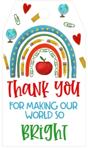 School Teacher Appreciation Week Supplies Rainbow Favor Tag: School Teacher Appreciation Week Supplies Rainbow