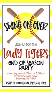 Birthday Softball Bat End of Season Text Invite: Birthday Softball Bat End of Season
