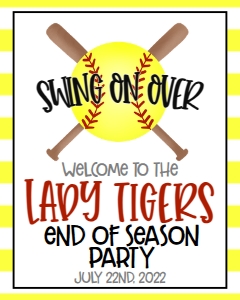 Birthday Softball Bat End of Season Welcome Sign: Birthday Softball Bat End of Season