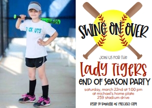 Birthday Softball Bat End of Season Photo Invite: Birthday Softball Bat End of Season