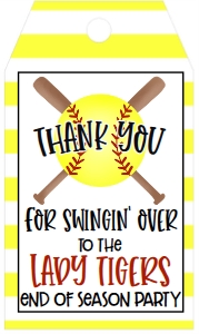 Birthday Softball Bat End of Season Favor Tag: Birthday Softball Bat End of Season