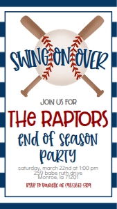 Birthday Baseball Bat X End of Season Text Invite: Birthday Baseball Bat X End of Season