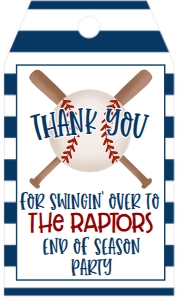 Birthday Baseball Bat X End of Season Favor Tag: Birthday Baseball Bat X End of Season