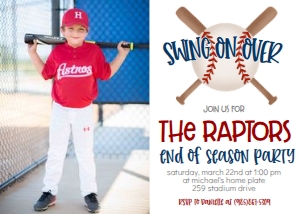 Birthday Baseball Bat X End of Season Photo Invite: Birthday Baseball Bat X End of Season