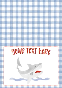 Birthday Shark Blue Gingham Food Tent: Birthday Shark Blue Gingham