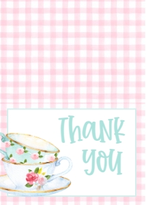 Birthday Tea Party Pink Gingham Thank You: Birthday Tea Party Pink Gingham