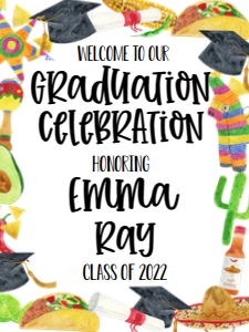 Graduation Fiesta Border Welcome Sign 18x24: Graduation Fiesta Border