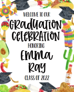Graduation Fiesta Border Welcome Sign 8x10: Graduation Fiesta Border