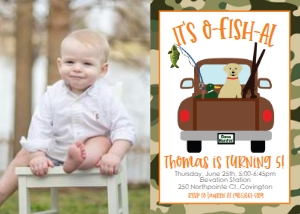 Birthday Fishing Hunting Truck Photo Invite: Birthday Fishing Hunting Truck Invite