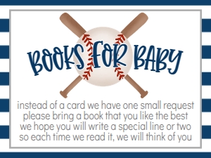 Baby Shower Baseball Bat X Book Card: Baby Shower Baseball Bat X