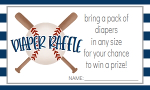 Baby Shower Baseball Bat X Diaper Raffle: Baby Shower Baseball Bat X