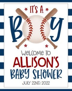Baby Shower Baseball Bat X Welcome Sign 8x10: Baby Shower Baseball Bat X