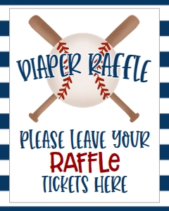 Baby Shower Baseball Bat X Diaper Raffle 8x10: Baby Shower Baseball Bat X