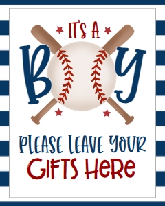 Baby Shower Baseball Bat X Gifts 8x10: Baby Shower Baseball Bat X