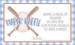 Baby Shower Baseball Blue Gingham Diaper Raffle: Baby Shower Baseball Blue Gingham