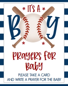 Baby Shower Baseball Bat X Prayer for Baby 8x10: Baby Shower Baseball Bat X