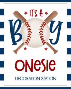 Baby Shower Baseball Bat X Onesie 8x10: Baby Shower Baseball Bat X