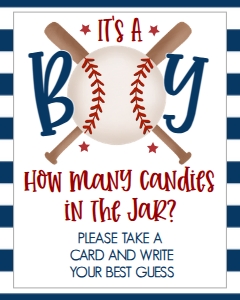 Baby Shower Baseball Bat X Candy Guess 8x10: Baby Shower Baseball Bat X