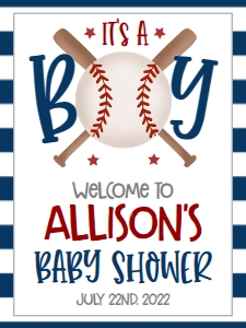 Baby Shower Baseball Bat X Welcome Sign 18x24: Baby Shower Baseball Bat X