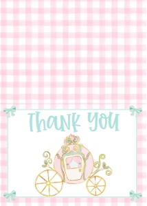 Birthday Princess Carriage Pink Gingham Thank You: Birthday Princess Carriage Pink Gingham