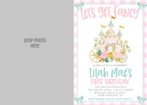 Birthday Princess Castle Pink Gingham Photo Invite: Birthday Princess Castle Pink Gingham