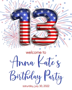 Birthday Foil Balloon Stars Stripes ANY AGE Welcome Sign: Birthday Foil Balloon Stars Stripes Any Age